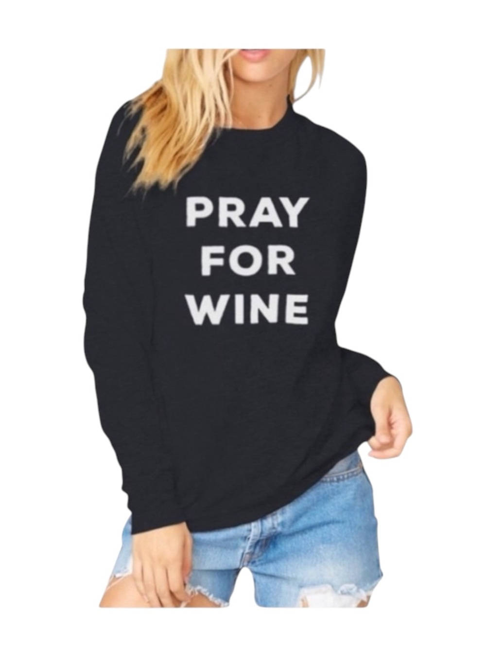 new The Laundry Room ☻︎ Super Soft Pray 4 Wine Graphic Sweatshirt ☻︎ Jet Black S - Picture 5 of 16